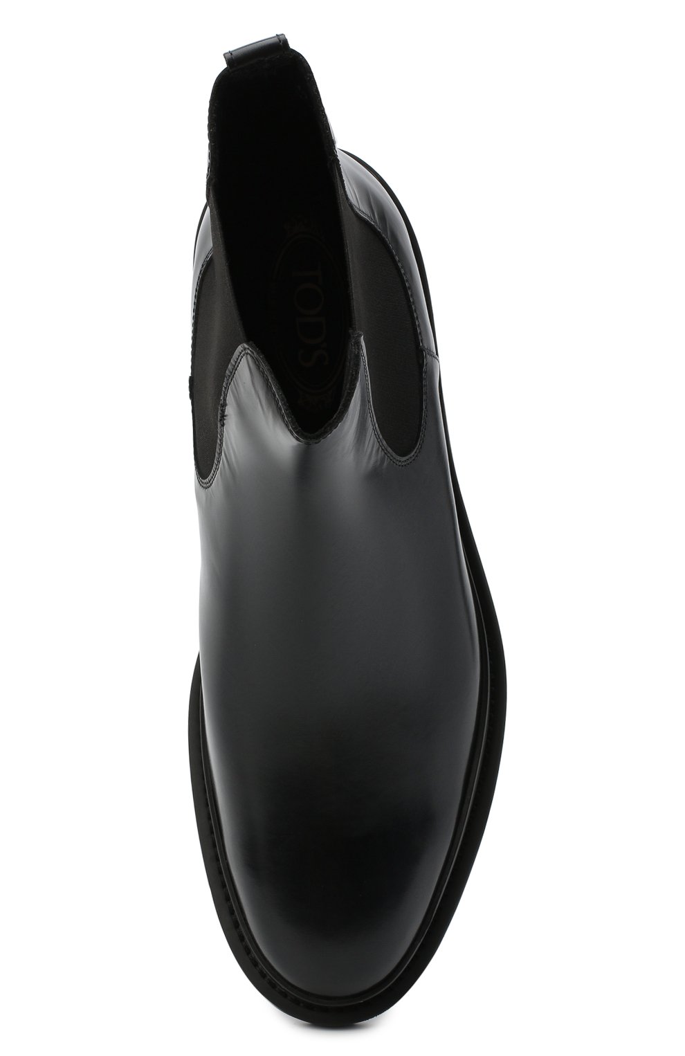 Мужские кожаные челси TOD’S черного цвета, арт. XXM89B0CD50LYG | Фото 5 (Материал внешний: Кожа; Материал внутренний: Натуральная кожа; Региональные ограничения белый список (Axapta Mercury): RU; Материал утеплителя: Без утеплителя; Подошва: Плоская; Мужское Кросс-КТ: Сапоги-обувь, Челси-обувь; Длина стельки: 29, 29,4, 29,8, 25,7, 26,1, 26,5, 26,9, 27,4, 27,8, 28,2, 28,6; толщина подошвы: 2,5; высота каблука: 4,5; ширина носка стельки: 9,2, 9,5)