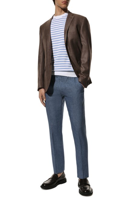 Мужские льняные брюки  BERWICH голубого цвета, арт. SC/1/LM104 | Фото 2 (Материал внешний: Лен; Длина (брюки, джинсы): Стандартные; Случай: Повседневный; Стили: Кэжуэл)