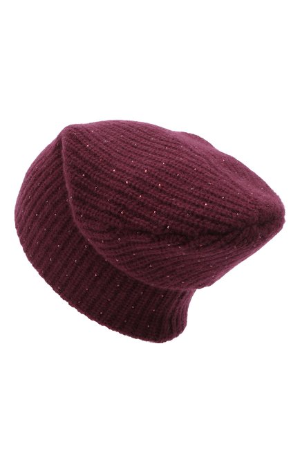 Женская кашемировая шапка WILLIAM SHARP бордового цвета, арт. A61-13 | Фото 2 (Материал: Кашемир, Шерсть, Текстиль)