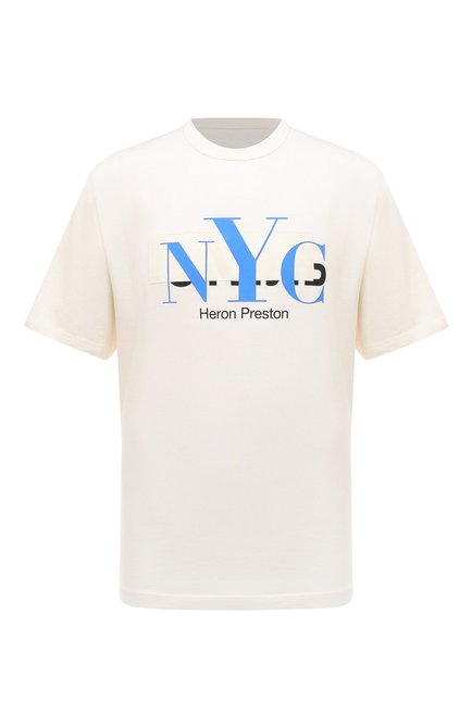 Мужская хлопковая футболка HERON PRESTON кремвого цвета по цене 44100 руб., арт. HMAA032F23JER006 | Фото 1