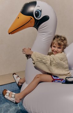 Детские кожаные шлепанцы GALLUCCI белого цвета, арт. J10111AM/SA G0M FNA | Фото 5 (Материал внутренний: Натуральная кожа)