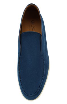 Мужские замшевые ботинки open walk LORO PIANA темно-синего цвета, арт. FAB4368 | Фото 5 (Мужское Кросс-КТ: Ботинки-обувь; Материал внутренний: Натуральная кожа; Материал утеплителя: Без утеплителя; Подошва: Плоская; Материал внешний: Замша)