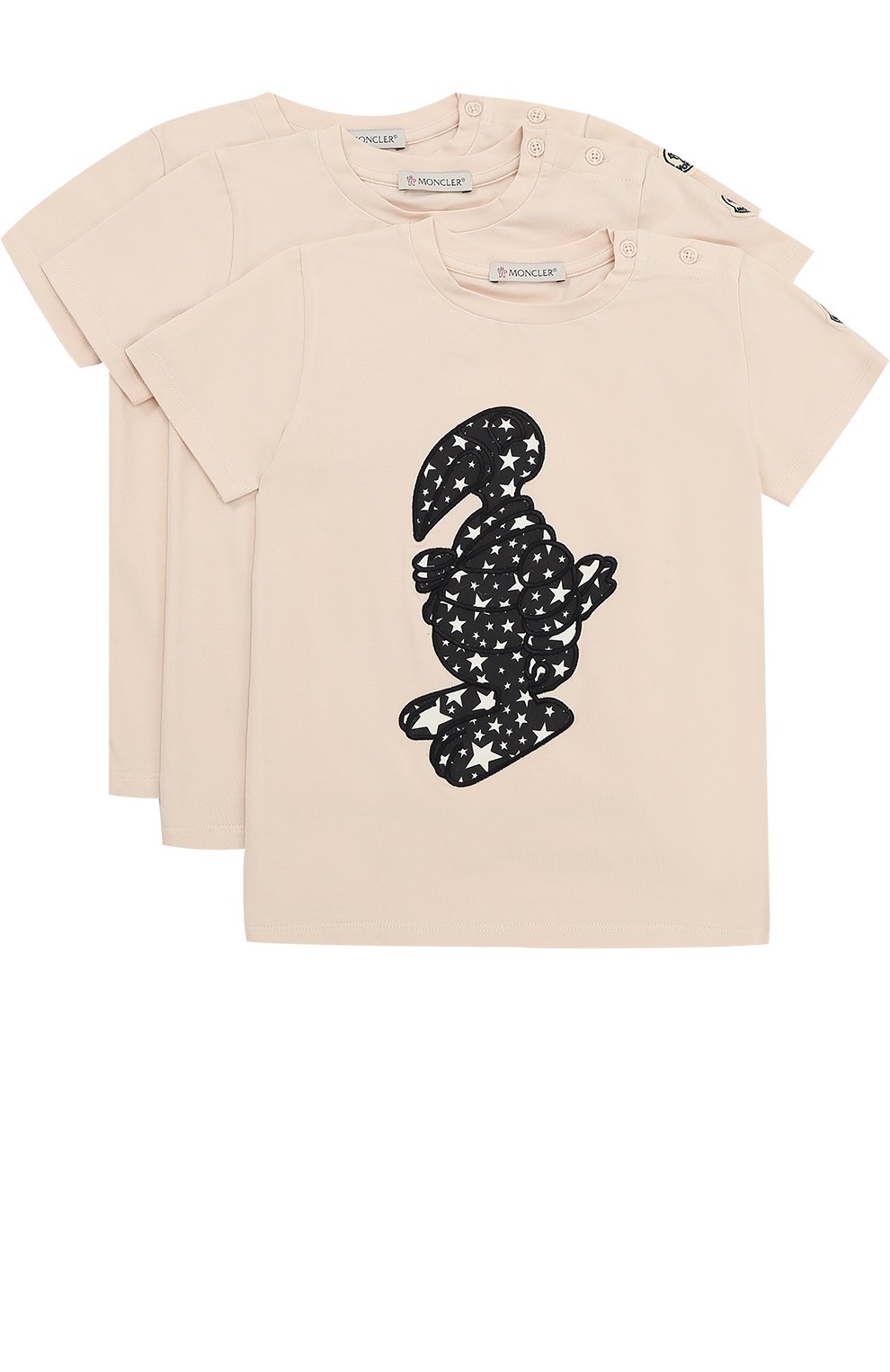 Комплект из трех хлопковых футболок с аппликациями Moncler Enfant