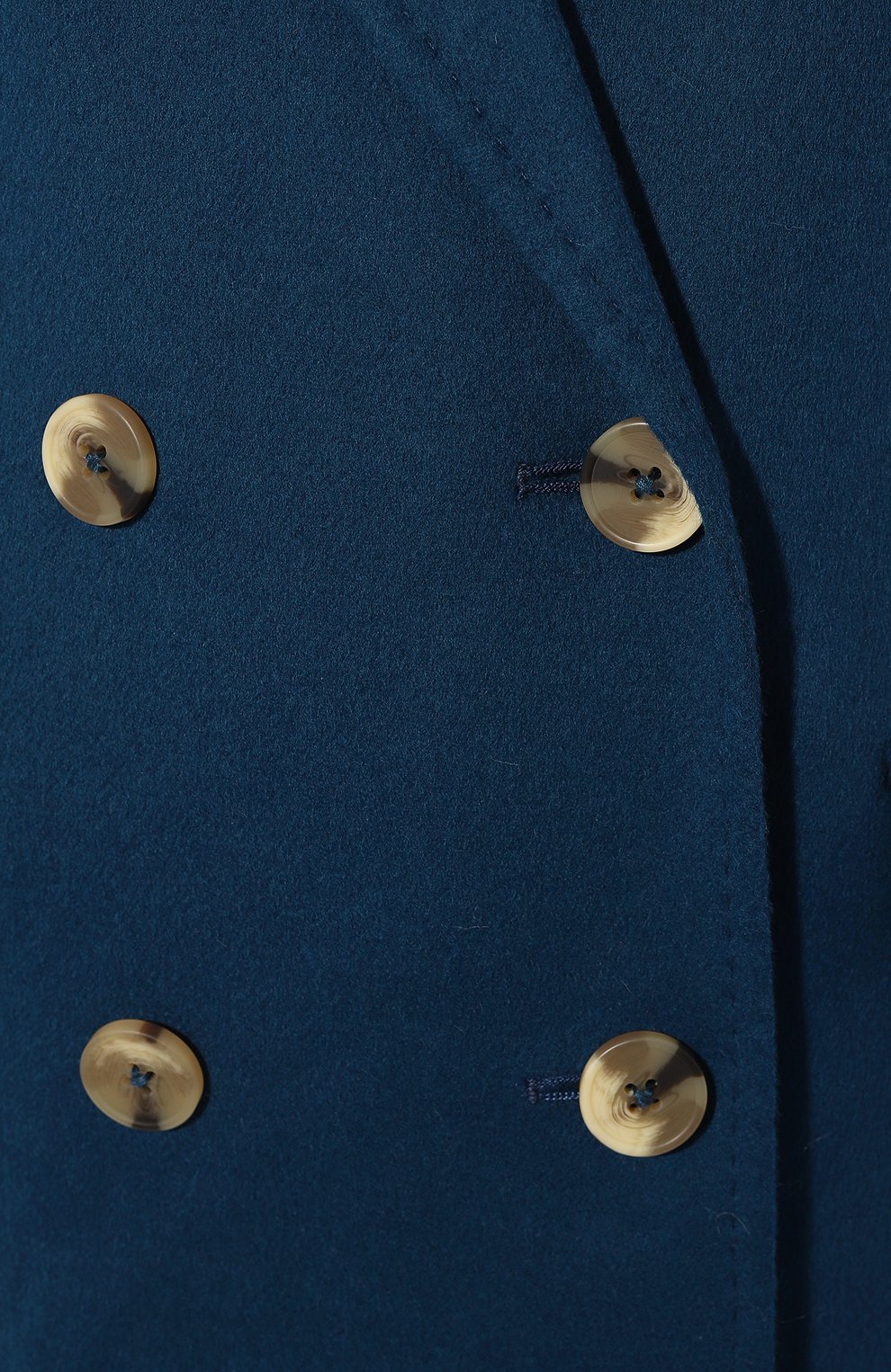 Женское шерстяное пальто MAX&MOI синего цвета, арт. H23MAB0 | Фото 5 (Материал внешний: Шерсть; Рукава: Длинные; Материал сплава: Проставлено; Длина (верхняя одежда): Длинные; Драгоценные камни: Проставлено; 1-2-бортные: Двубортные; Стили: Кэжуэл)