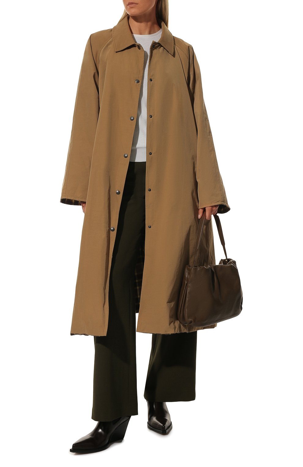 Женский плащ FORTE DEI MARMI COUTURE бежевого цвета, арт. 22WF4502-25 | Фото 2 (Рукава: Длинные; Материал внешний: Синтетический материал, Хлопок; Стили: Классический, Кэжуэл; Материал подклада: Синтетический материал; Длина (верхняя одежда): Длинные)