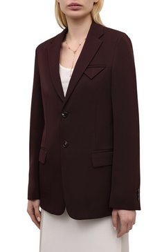 Женский шерстяной жакет BOTTEGA VENETA бордового цвета, арт. 647401/VKIS0 | Фото 3 (Материал внешний: Шерсть; Рукава: Длинные; Длина (для топов): Удлиненные; Региональные ограничения белый список (Axapta Mercury): RU; Стили: Классический; Случай: Формальный; 1-2-бортные: Однобортные; Материал подклада: Вискоза; Женское Кросс-КТ: Жакет-одежда)