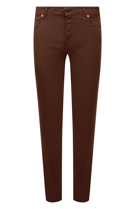 Мужские брюки KITON коричневого цвета, арт. UPNJSJ0304B | Фото 1 (Длина (брюки, джинсы): Стандартные; Материал внешний: Хлопок, Растительное волокно, Лиоцелл; Случай: Повседневный; Стили: Кэжуэл)