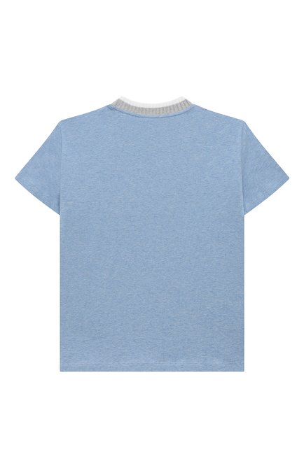Детская хлопковая футболка ELEVENTY голубого цвета, арт. ET8P21 Z1682/12-16 | Фото 2 (Драгоценные камни: Проставлено; Рукава: Короткие; Материал сплава: Проставлено; Материал внешний: Хлопок)