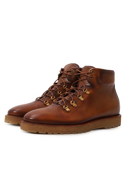 Мужские кожаные ботинки STEFANO RICCI коричневого цвета, арт. UF11_G4204/VT | Фото 1 (Подошва: Плоская; Драгоценные камни: Пр оставлено; Материал сплава: Проставлено; Материал внутренний: Натуральная кожа; Мужское Кросс-КТ: Хайкеры-обувь; Материал утеплителя: Без утеплителя)