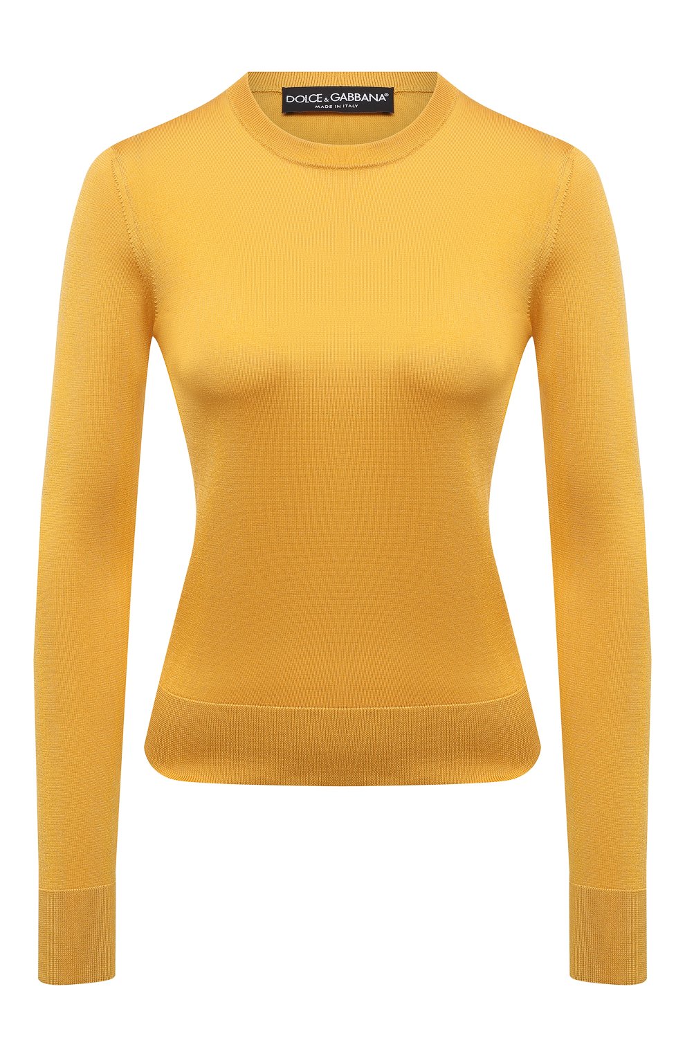 Женский шелковый пуловер DOLCE & GABBANA желтого цвета, арт. FX621T/JASJX | Фото 1 (Материал внешний: Шелк; Рукава: Длинные; Длина (для топов): Стандартные; Региональные ограничения белый список (Axapta Mercury): RU; Женское Кросс-КТ: Пуловер-одежда; Стили: Романтичный)