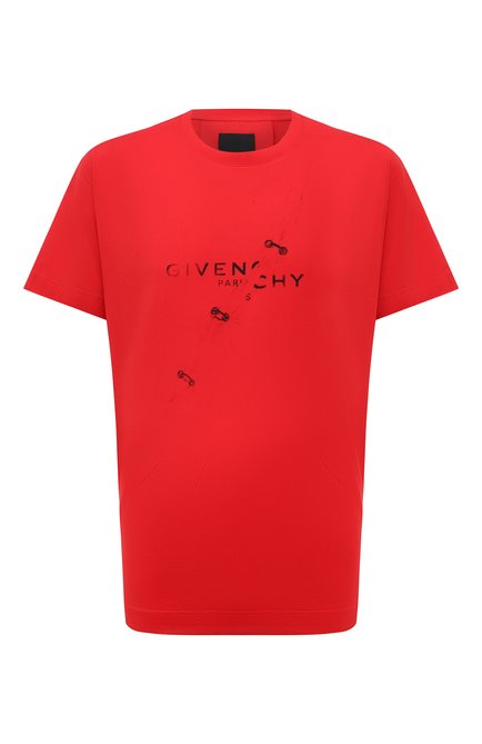 Мужская хлопковая футболка GIVENCHY красного цвета, арт. BM71333Y6B | Фото 1 (Материал внешний: Хлопок; Длина (для топов): Стандартные; Стили: Кэжуэл; Рукава: Короткие; Принт: С принтом)