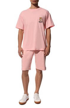 Мужская хлопковая футболка MOSCHINO розового цвета, арт. A1923/8101 | Фото 2 (Кросс-КТ: домашняя одежда; Рукава: Короткие; Длина (для топов): Стандартные; Материал внешний: Хлопок)