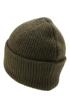 Женская шерстяная шапка GANNI хаки цвета, арт. A2035 | Фото 2 (Материал: Текстиль, Шерсть; Статус проверки: Проверено, Проверена категория)