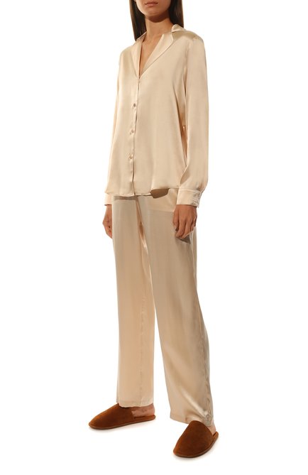 Женская шелковая рубашка AUBADE кремвого цвета, арт. QS44 | Фото 2 (Материал внешний: Шелк; Женское Кросс-КТ: Блуза-белье)