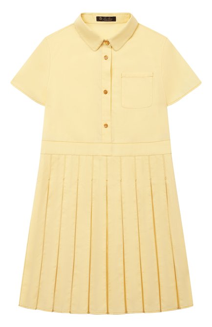 Детское хлопковое платье LORO PIANA желтого цвета по цене 79150 руб., арт. FAL5512 | Фото 1