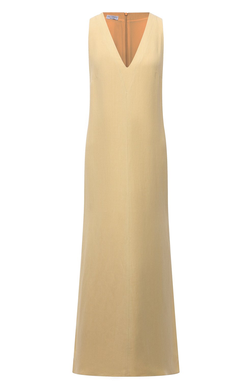 Платье из вискозы и льна Brunello Cucinelli