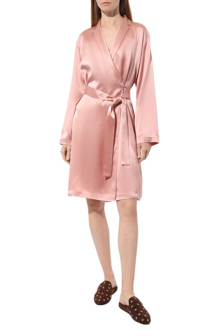 Женский шелковый халат LA PERLA розового цвета, арт. 0020293/C0 | Фото 2 (Материал сплава: Проставлено; Материал внешний: Шелк; Нос: Не проставлено)