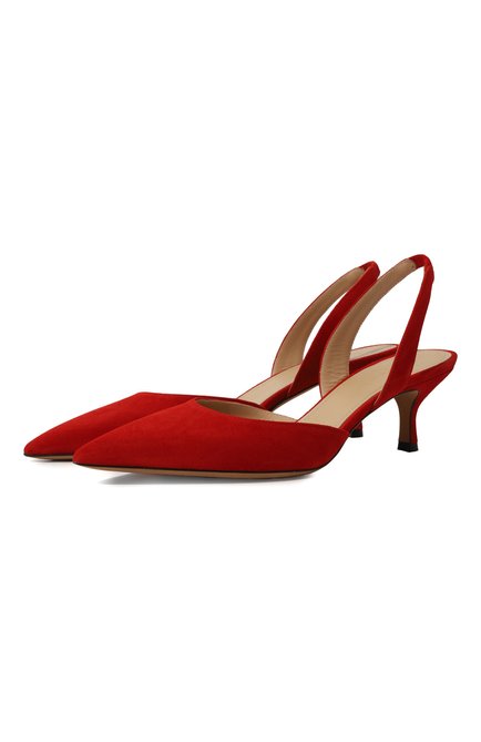 Женские замшевые туфли KITON красного цвета, арт. D54811K0951D | Фото 1 (Каблук высота: Средний; Материал сплава: Проставлено; Подошва: Плоская; Материал внутренний: Натуральная кожа; Драгоценные камни: Проставлено)