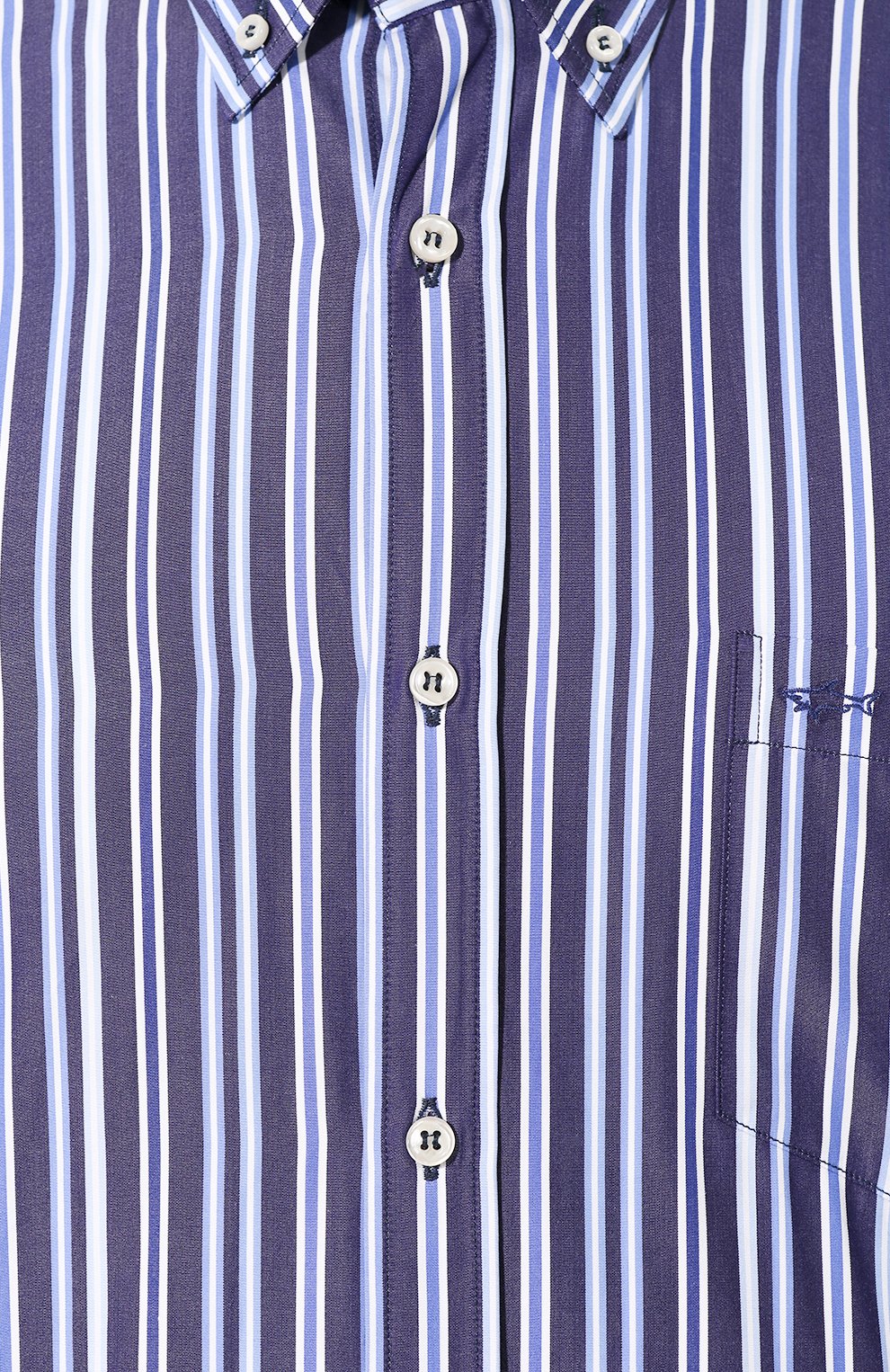 Мужская хлопковая рубашка PAUL&SHARK синего цвета, арт. E20P3227 | Фото 5 (Воротник: Button down; Рукава: Короткие; Случай: По�вседневный; Принт: Полоска; Длина (для топов): Стандартные; Материал внешний: Хлопок; Мужское Кросс-КТ: Рубашка-одежда)