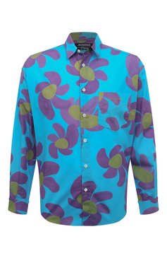 Мужская рубашка JACQUEMUS голубого цвета, арт. 22H216SH001/1077PRINTPURPLEFLOWERS | Фото 1 (Манжеты: На пуговицах; Воротник: Кент; Материал внешний: Шерсть, Синтетический материал; Рукава: Длинные; Случай: Повседневный; Длина (для топов): Стандартные; Принт: С принтом; Стили: Кэжуэл)