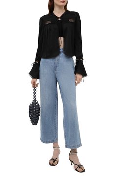 Женская шелковая блузка SAINT LAURENT черного цвета, арт. 650199/Y720W | Фото 2 (Материал внешний: Шелк; Рукава: Длинные; Принт: Без принта; Длина (для топов): Стандартные; Региональные ограничения белый список (Axapta Mercury): RU; Стили: Бохо; Женское Кросс-КТ: Блуза-одежда)
