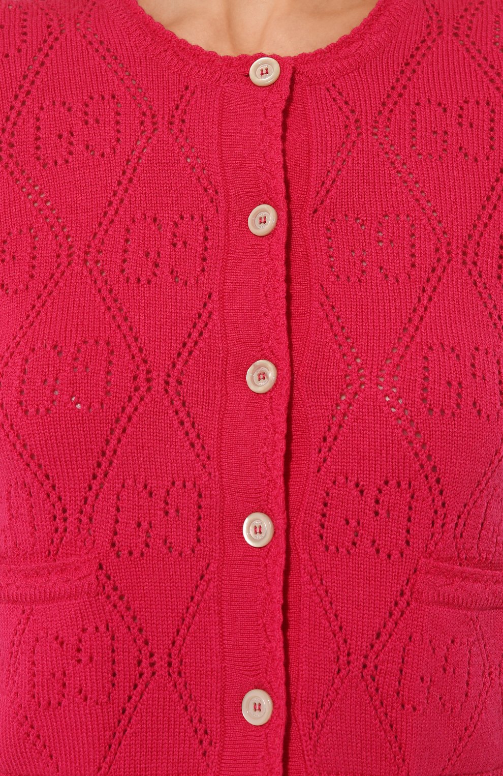 Женский шерстяной кардиган GUCCI фуксия цвета, арт. 642117 XKBL7 | Фото 5 (Материал внешний: Шерсть; Женское Кросс-КТ: Кардиган-одежда; Стили: Кэжуэл)