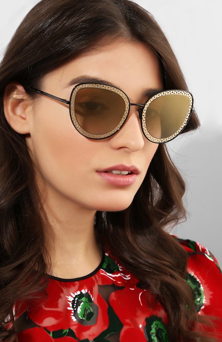 Женские солнцезащитные очки DOLCE & GABBANA черного цвета, арт. 2226-13116E | Фото 2 (Статус проверки: Проверена категория; Тип очков: С/з; Очки форма: Cat-eye; Оптика Гендер: оптика-женское)