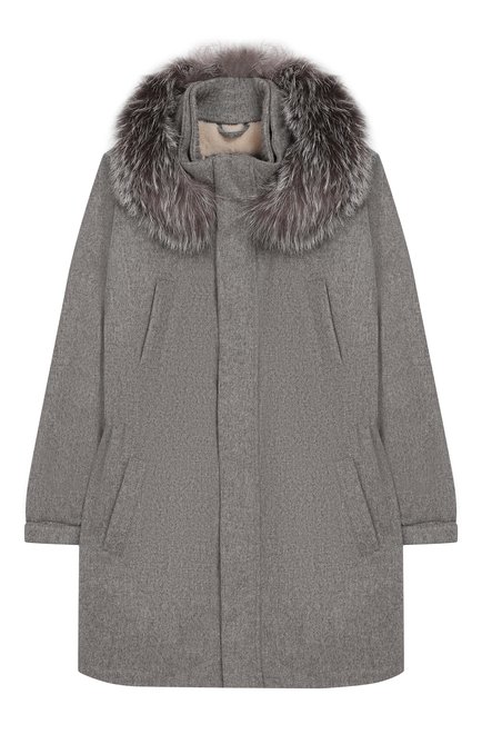 Детское кашемировое пальто с меховой отделкой LORO PIANA серого цвета по цене 693000 руб., арт. FAI4117 | Фото 1