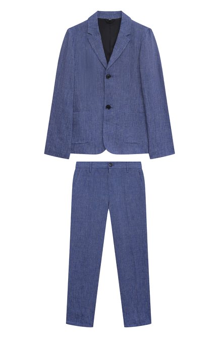 Мужского льняной костюм EMPORIO ARMANI синего цвета по цене 59950 руб., арт. 3R4VJ1/4N7UZ | Фото 1