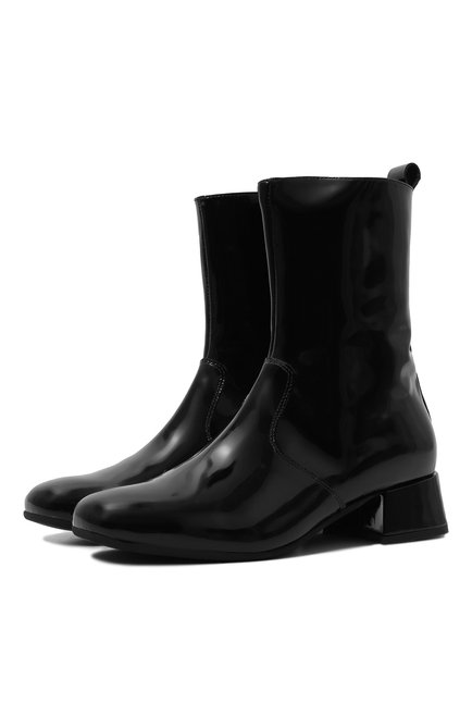 Детские кожаные ботинки MONNALISA черного цвета, арт. 87B004 | Фото 1 (Материал сплава: Проставлено; Нос: Не проставлено; Материал внутренний: Натуральная кожа)