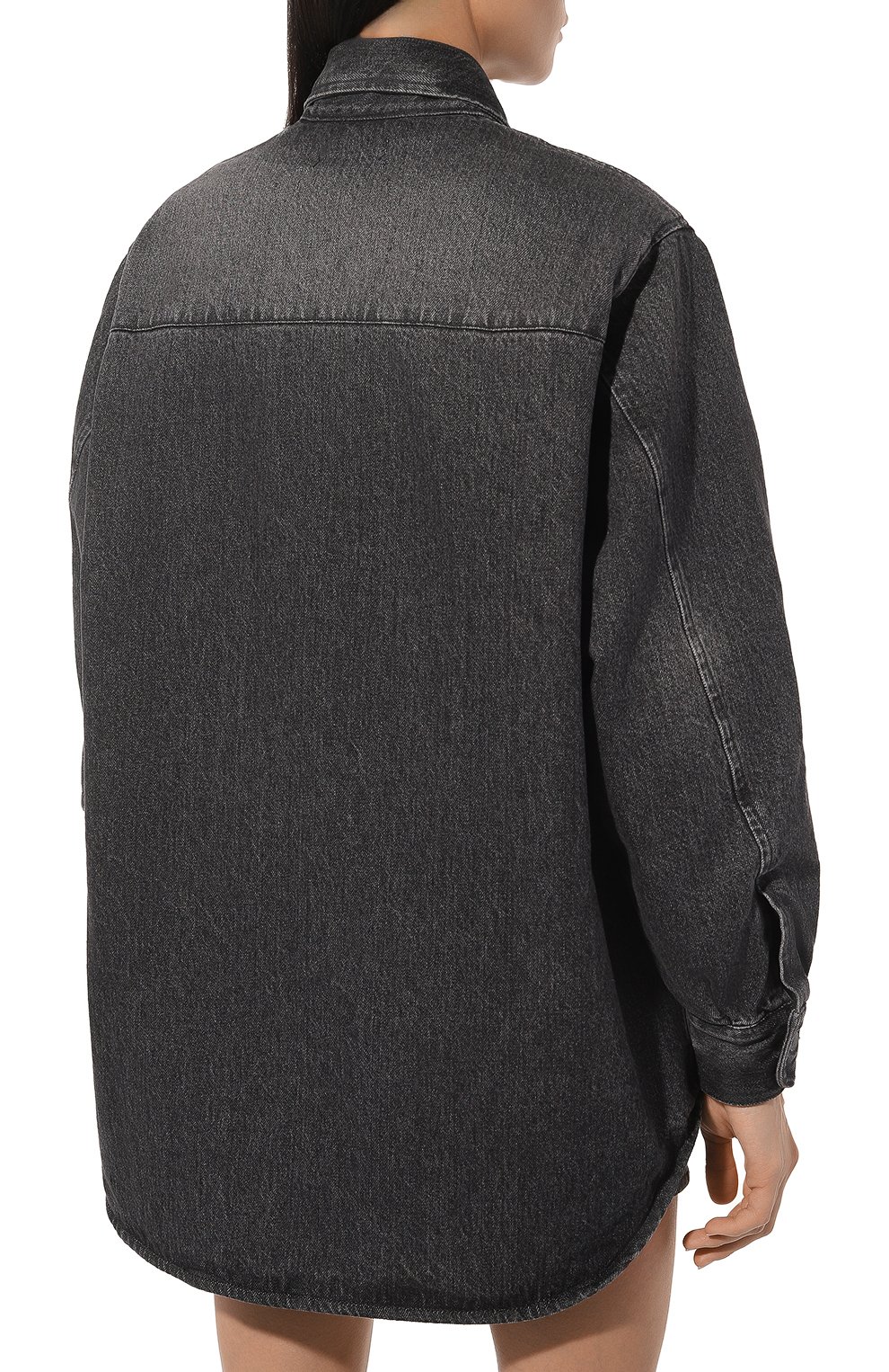 Женская джинсовая куртка HAIKURE темно-серого цвета, арт. HEW06065DF118L816S | Фото 4 (Кросс-КТ: Куртка, Деним; Рукава: Длинные; Длина (верхняя одежда): До середины бедра; Стили: Гранж; Материал сплава: Проставлено; Материал внешний: Хлопок, Деним; Драгоценные камни: Проставлено)