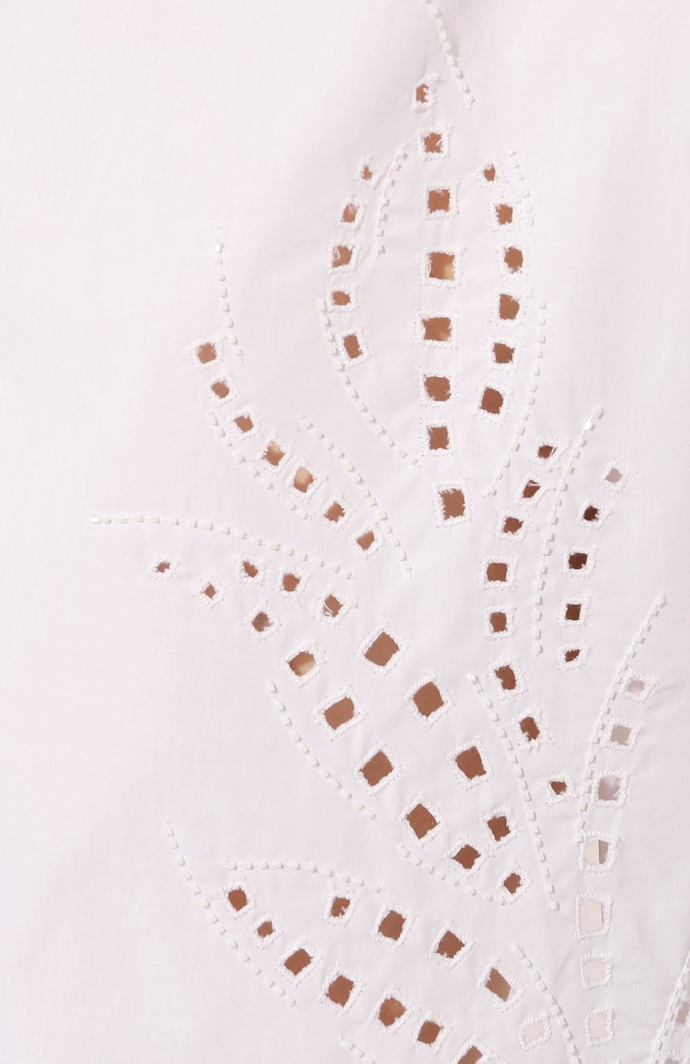 Женская хлопковая рубашка LORENA ANTONIAZZI белого цвета, арт. E2358CA01G/4222R | Фото 5 (Рукава: Длинные; Принт: Без принта; Женское Кросс-КТ: Рубашка-одежда; Длина (для топов): Удлиненные; Материал сплава: Проставлено; Материал внешний: Хлопок; Драгоценные камни: Простав лено; Стили: Романтичный)