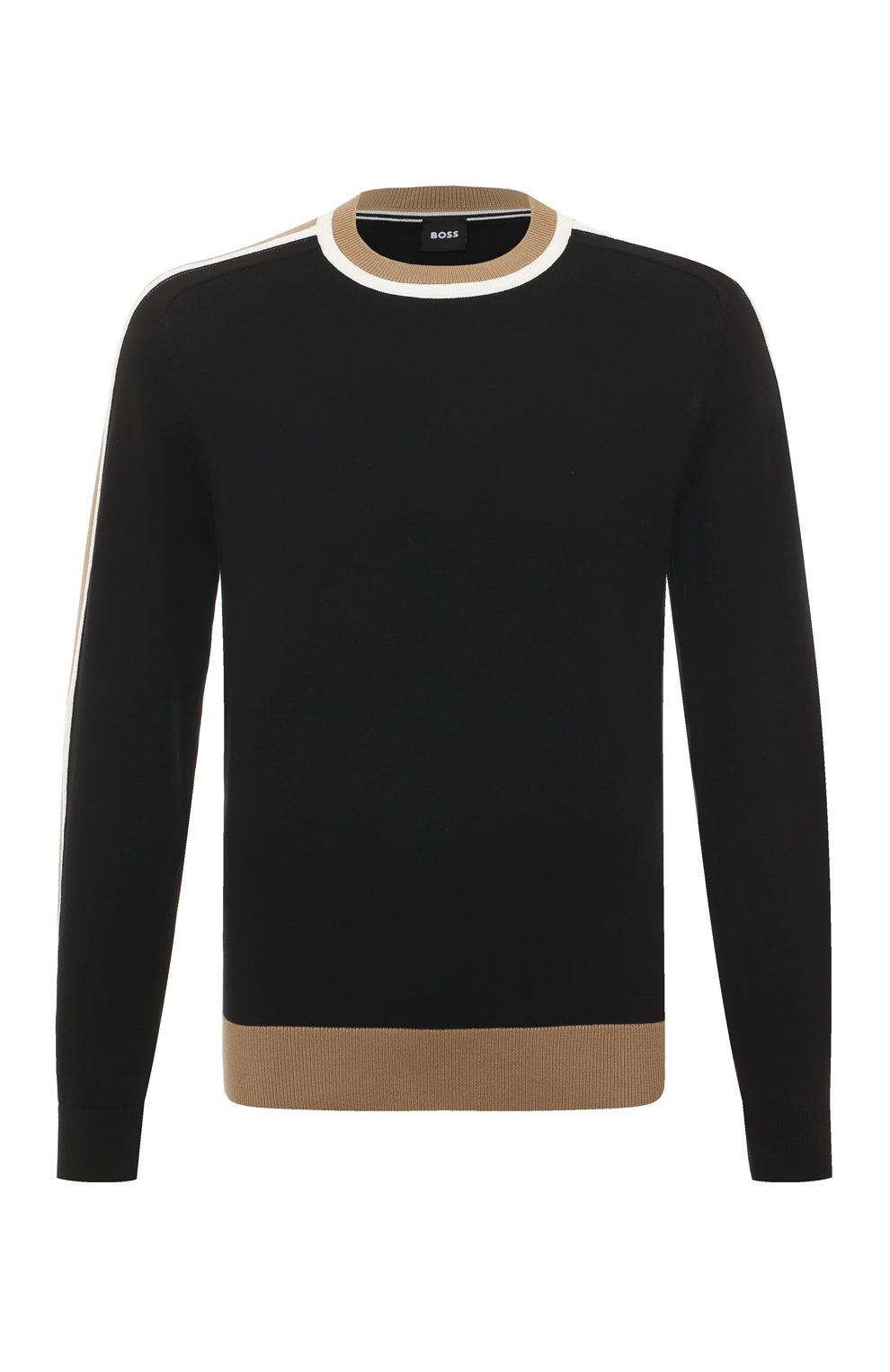 Хлопковый пуловер BOSS 50486706, цвет чёрный, размер 48