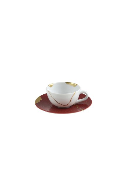 Кофейная чашка с блюдцем kintsugi rouge empereur BERNARDAUD красного цвета, арт. 1977/21509 | Фото 1 (Ограничения доставки: fragile-2)