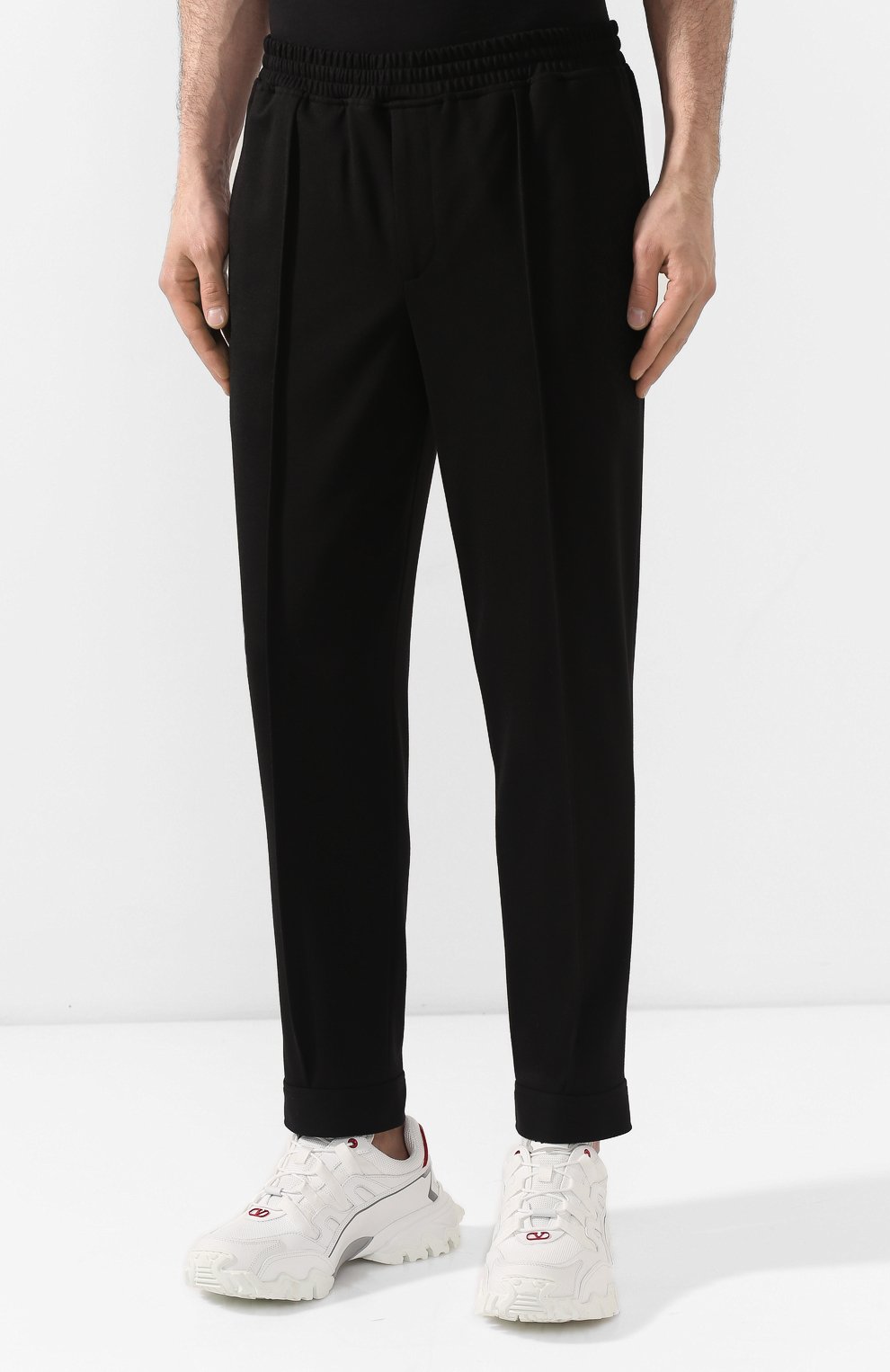 Мужские брюки NEIL BARRETT черного цвета, арт. PBPA799/P009 | Фото 3 (Длина (брюки, джинсы): Стандартные; Случай: Повседневный; Материал внешний: Вискоза)