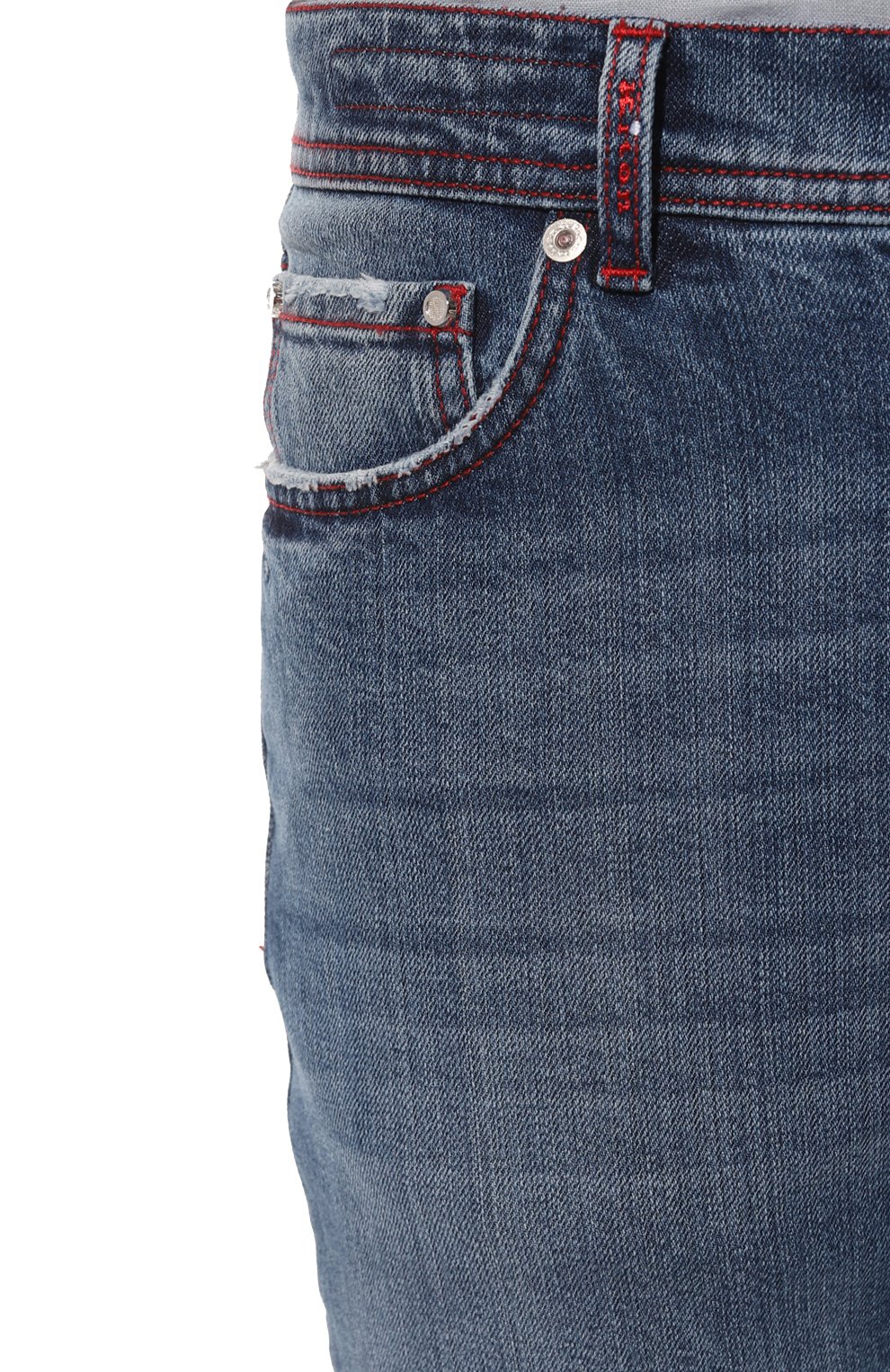Мужские джинсы KITON синего цвета, арт. UPNJSM/J0741B | Фото 5 (Силуэт М (брюки): Прямые; Кросс-КТ: Деним; Длина (брюки, джинсы): Стандартные; Материал сплава: Проставлено; Материал внешний: Хлопок, Деним; Детали: Потертости; Драгоценные камни: Проставлено; Стили: Кэжуэл)