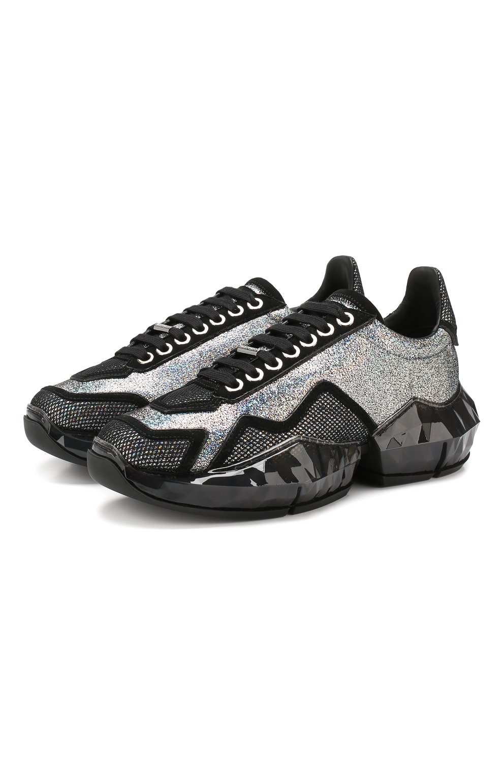 Женские серебряные кожаные кроссовки diamond JIMMY CHOO купить в ...