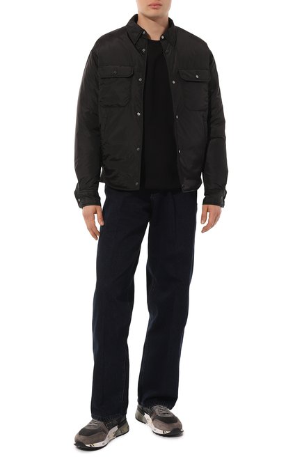 Мужская куртка-рубашка EMPORIO ARMANI черного цвета, арт. 6R1C64/1NQTZ | Фото 2 (Драгоценные камни: Проставлено; Материал внешний: Синтетический материал; Рукава: Длинные; Длина (верхняя одежда): Короткие; Материал сплава: Проставлено)
