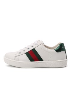 Мужского кожаные кеды GUCCI белого цвета, арт. 433148/CPWE0 | Фото 2 (Мальчики Кросс-КТ: Обувь-низкие; Региональные ограничения белый список (Axapta Mercury): RU; Статус проверки: Проверено, Проверена категория)