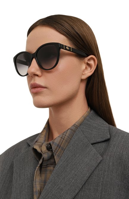 Женские солнцезащитные очки GUCCI черного цвета, арт. GG0631S 001 | Фото 2 (Тип очков: С/з; Региональные ограничения белый список (Axapta Mercury): RU; Очки форма: Круглые; Оптика Гендер: оптика-женское)