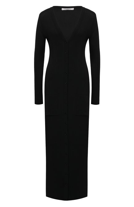 Женское платье из вискозы VALENTINO черного цвета по цене 194000 руб., арт. VB3KA01U68F | Фото 1