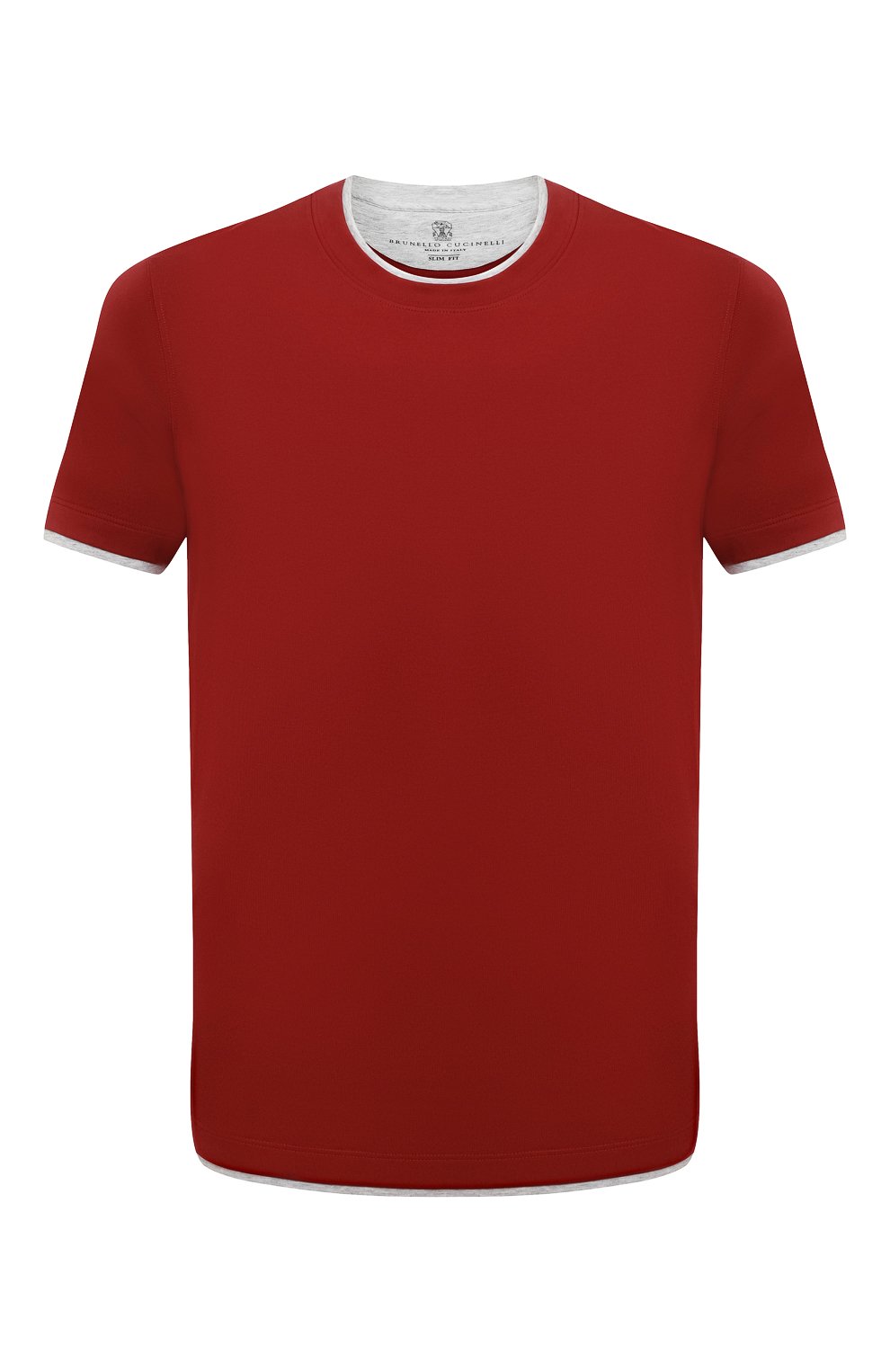 Мужская хлопковая футболка BRUNELLO CUCINELLI красного цвета, арт. M0T617427 | Фото 1 (Принт: Без принта; Рукава: Короткие; Длина (для топов): Стандартные; Материал внешний: Хлопок; Размерность: Маломерит; Стили: Кэжуэл)