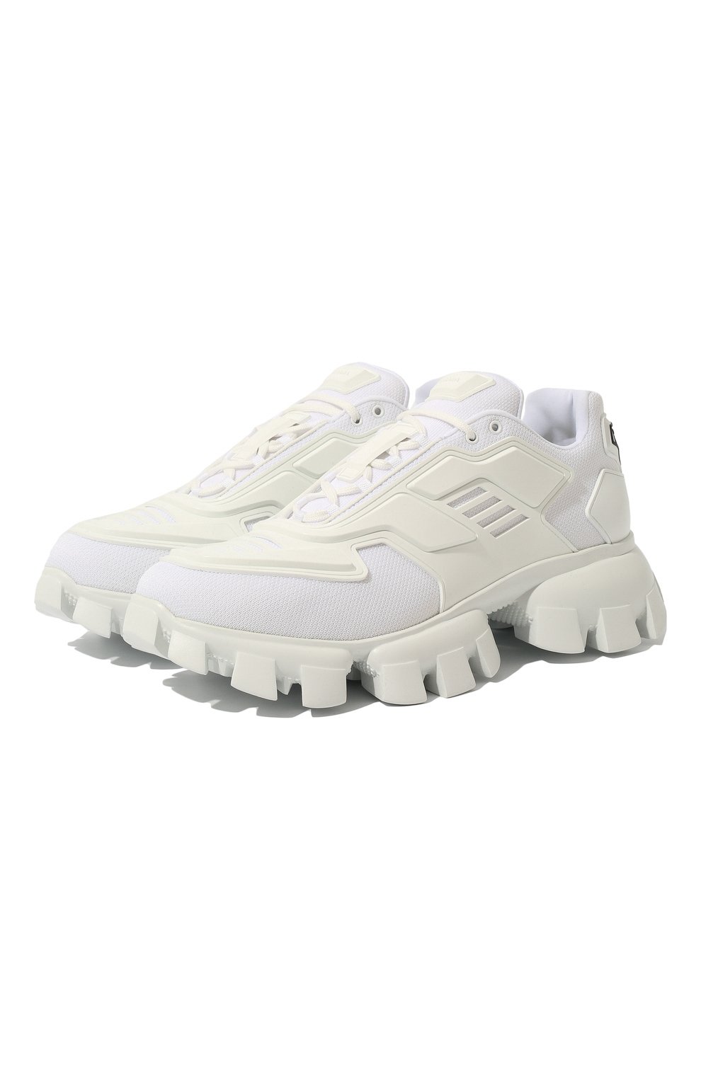 Мужские кроссовки PRADA белого цвета, арт. 2EG293-3KZU-F0009 | Фото 1 (Материал внешний: Текстиль; Стили: Гранж, Классический; Материал утеплителя: Без утеплителя; Подошва: Массивная)