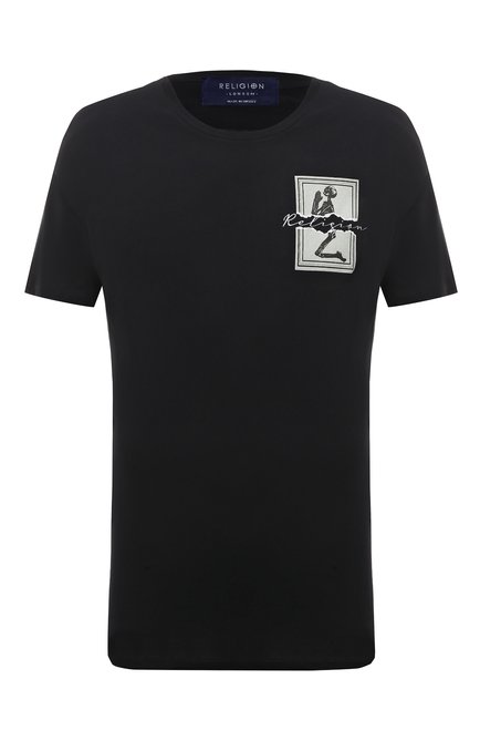Мужская хлопковая футболка RELIGION черного цвета, арт. 13BTRN03 | Фото 1 (Материал внешний: Хлопок; Драгоценные камни: Проставлено; Материал сплава: Проставлено; Рукава: Короткие; Длина (для топов): Стандартные)