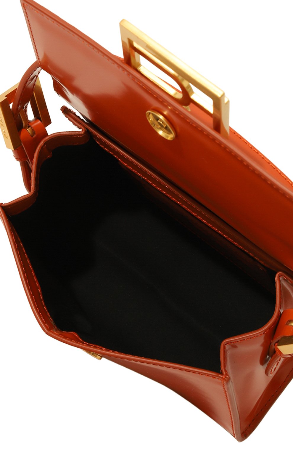 Женская сумка fran BY FAR оранжевого цвета, арт. 23PFFRN0BUGWSMA | Фото 5 (Сумки-технические: Сумки top-handle; Материал: Натуральная кожа; Материал сплава: Проставлено; Размер: mini; Драгоценные камни: Проставлено)