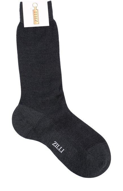 Мужские носки из шерсти и шелка ZILLI темно-серого цвета, арт. 612C015JQ0852 | Фото 1 (Материал внешний: Шерсть; Кросс-КТ: бельё)