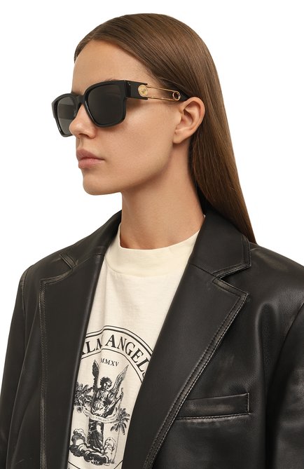 Женские солнцезащитные очки VERSACE черного цвета, арт. 4412-GB1/87 | Фото 2 (Тип очков: С/з; Оптика Гендер: оптика-женское; Очки форма: Квадратные)