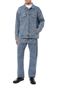 Мужская джинсовая куртка MARTINE ROSE синего цвета, арт. CMRSS23201 | Фото 2 (Кросс-КТ: Куртка, Деним; Рукава: Длинные; Стили: Гранж; Материал сплава: Проставлено; Материал внешний: Хлопок, Деним; Драгоценные камни: Проставлено; Длина (верхняя одежда): Короткие)