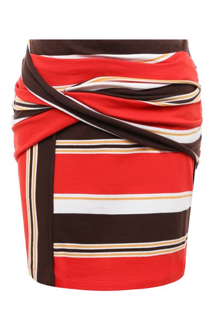 Женская хлопковая мини-юбка с драпировкой 3.1 PHILLIP LIM красного цвета, арт. S182-3830MCJ | Фото 1 (Длина Ж (юбки, платья, шорты): Мини; Материал внешний: Хлопок)