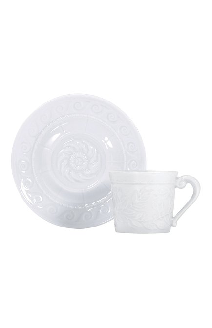 Кофейная чашка с блюдцем louvre BERNARDAUD белого цвета по цене 7420 руб., арт. 0542/79 | Фото 1